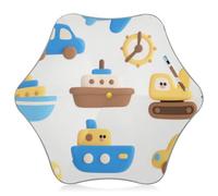 Carino Cartoon colorato navi e automobili bambini ombrello per ragazze e ragazzi protezione UV ombrello con striscia riflettente (scenario) Pinch-Proof per esterno