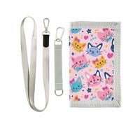 Carino Cartoon Colorful Cats trifold portafogli per gli uomini soldi clip regali per giovani semplici mens portafogli con cordino, Simpatico cartone animato gatti colorati, 1 size