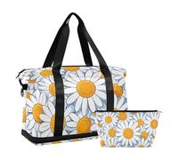 Carino Cartoon Daisy Flower Grande Viaggio Duffel Bagaglio Pernottamento Borsa con Cinghia Regolabile per Viaggi di Lavoro Impermeabile, Simpatico fiore margherita del fumetto, 1 size