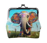 Carino Cartoon Elephant Print Vintage Leather Change Purse Elegante Piccolo portamonete per le donne portamonete Portafoglio Mini