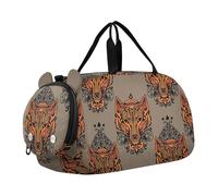 Carino Cartoon Fantasmi Bianchi Viaggio Duffle Bags Ragazze Tote Weekender Pernottamento Ragazzi Carry on Duffel Bag Scomparto Scarpe, Testa di lupo arancione marrone, classico