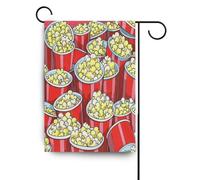 Carino Cartoon Food Popcorn Giallo e Rosso stagionale casa bandiere per esterni all'aperto Buon Natale banner per la decorazione del portico 28x40 double sided