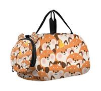 Carino Cartoon Fox Arancione Bambini Duffel Bag con Scomparto Scarpe Grande Capacità Weekender Pernottamento Danza Bag per Ragazzi e Ragazze