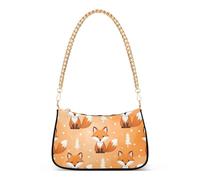 Carino Cartoon Fox Arancione Tote Borse Donna Monospalla Borse Zipper Crossbody Borsa con Catena