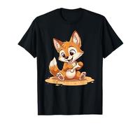 Carino Cartoon Fox Puppy con Osso Bambini Playtime Maglietta