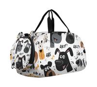 Carino Cartoon Funny Dogs Duffel Borse da palestra con scomparto per scarpe Grande Capacità Weekender Pernottamento Range Bag per Beach Swim Bag Pool Sports
