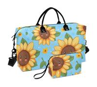 Carino Cartoon Giallo Girasoli Decorative Viaggio Duffel Borse Borsa da Palestra con Cinghia Regolabile per Yoga Multifunzionale bolsas para viajar en Avion de Mujer