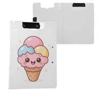 Carino Cartoon Ice Cream Appunti Cartella con Archiviazione Doppia Clip Portapenne Clip Board con Cover Clipfolio Forniture per Ufficio