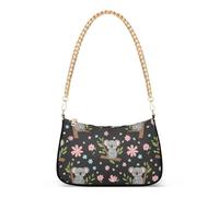 Carino Cartoon Koala Fiori Pastello Stampa Borse a Spalla per le Donne Classico Borsa Hobo Totes Pittura Frizione Borsa Chiusura Cerniera