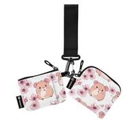Carino Cartoon Marrone Criceto Doppio Portamonete Porta Carte di Credito Portafoglio Mini Moda Portafoglio Portafoglio Portachiavi con Cinturino da Polso per Lavoro Viaggio 2 Pz tarjetero para
