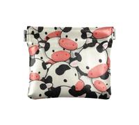 Carino Cartoon Mucca PU Cuoio Piccolo Portamonete Unico Mini Portafoglio per Donna, Simpatico cartone animato mucca, 1 size, Stampa artistica