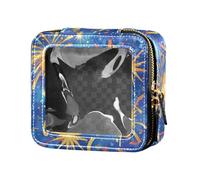 Carino Cartoon Neonati Coniglio Orso Candy Ciambella Bolla Latte Cuoio Trasparente Piccola Borsa Trucco Cura della Pelle Cosmetici Organizer Caso per Donne Ragazze, 4 luglio Giornata dell'indipendenza