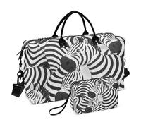 Carino Cartoon Nero e Bianco Viaggio Borsa A Mano Weekender Pernottamento Bag Gym Bag con Cinghia Regolabile per Trekking Grande Capacità bolsos para