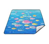 Carino Cartoon Pesce Blu Mare Coperte da picnic impermeabili per esterni Grande Prato Sabbia Resistente Spiaggia Coperta per Outdoorsy Donne Estate Regalo tapete de picnic