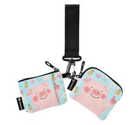 Carino Cartoon Pink Pig Portamonete da donna Porta carte Minimalista Organizer per carte con cerniera Tasca portamonete per uso quotidiano 2 Pz monedero Porta tarjetas para Mujer
