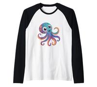 Carino Cartoon Polpo Personaggio Bambini Ocean Animal Art Maglia con Maniche Raglan