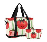 Carino Cartoon Pomodoro Rosso Viaggio Duffel Bag Carry On Personal Item Bag con Cinghia Regolabile per Trekking 2 Pz Set, carino cartone animato pomodoro rosso, 1 size