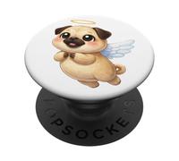 Carino Cartoon Pug Angelo Con Ali PopSockets PopGrip Adesivo