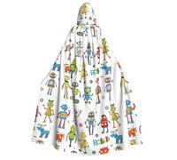 Carino Cartoon Robot Stampa Uomini Donne Mantello Con Cappuccio Per Cosplay Eventi Carnevale Masquerade Festival Cape Costume