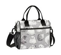 Carino Cartoon Sea Animal Seal Argento Grigio Riutilizzabile Lunch Tote con Tracolla Pranzo Tote Bag per le Donne per Viaggio Bolsa para lonchera