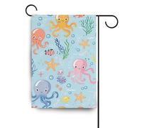 Carino Cartoon Sea Creatures all'aperto cortile bandiere banner per esterno per la decorazione Patio 28x40 double sided