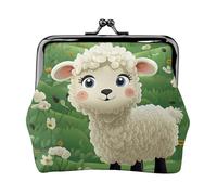 Carino Cartoon Sheep Piccolo portamonete per le donne, Kiss-Lock Portafoglio in pelle carino portamonete Mini portamonete portamonete cambio borsa portachiavi