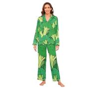Carino Cartoon Vegetale Broccoli Ospedale Abiti per Consegna di Lavoro Morbido Manica Lunga Piuma Polsino Sleepwear Per Le Donne Pigiama Set Casual Ladies Sleepwear M pigiama de mujer manica lunga