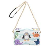 Carino Cartoon Viola animale mare Pinguino Moda Piccolo Crossbody Borse Per Le Donne In Pelle Vegana Borse Da Donna Zip Spalla Crossover Bag
