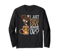 Carino Castoro Kawaii I Just Really Love Beavers Ok Maglia a Manica