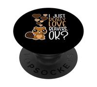 Carino castoro Kawaii I Just Really Love Beavers OK PopSockets PopGrip Adesivo