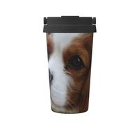 Carino Cavalier King Charles Spaniel,Tazza da caffè da 500 ml, bottiglia d'acqua in acciaio inossidabile isolata, tazza da caffè portatile