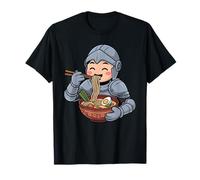 Carino Cavaliere Mangiare Ramen Giapponese Kawaii Warrior Noodles Maglietta