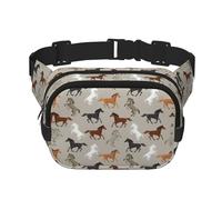 Carino cavallo stampa elegante e pratico marsupio regolabile, perfetto per viaggi e attività all'aperto, Nero , Taglia unica