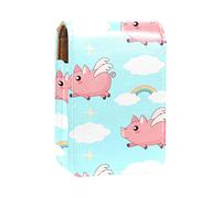 Carino Ccartoon rosa Piggy Pig Nuvola Lip Gloss Holder Rossetto Caso Portatile Trucco Borsa Viaggio Rossetto Organizer Caso con Specchio Mini Rossetto Scatola di Immagazzinaggio per le Donne,