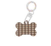 Carino cervo stampa 1 pz cane forma osso ID tag double face con portachiavi artigianale per animali domestici