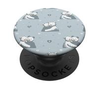 Carino che abbracciano gli orsi senza cuciture modello blu animali con cuori PopSockets PopGrip Adesivo