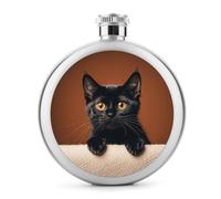 Carino che fa capolino nero a forma di gatto nero fiaschetta per liquori, 141,7 g, in acciaio inox, a prova di perdite, portatile, per esterni, campeggio, viaggi, regali