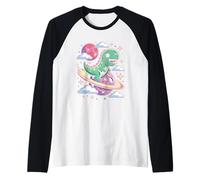 Carino Chibi Dinosauro su Una Cometa Kawaii Goth Maglia con Maniche Raglan