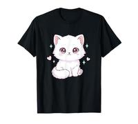 Carino Chibi Gattino Bianco Kawaii Amante Gatto Anime Maglietta
