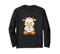 Carino Chibi Mucca Meditazione e Rilassante Maglia a Manica