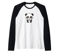 Carino Chibi Panda Kawaii Cartoon Personaggio Maglia con Maniche Raglan