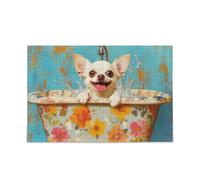 Carino Chihuahua Cani Retro Vasca Da Bagno Puzzle Puzzle di Legno Giochi Divertenti per Adulti 1000 Piecing