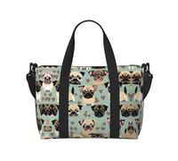 Carino Chihuahua Pug modello borse da viaggio, Weekender Carry On per le donne, borsa da palestra sportiva, borsa da allenamento, durante la notte, nero, Taglia unica