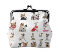 Carino Chihuahua Pug Modello Stampa Portamonete per le Donne Compatto Bacio Blocco Coin Pouch Cerniera Viaggio Shopping Regalo