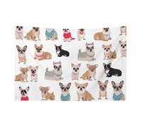 Carino Chihuahua Pug Pattern Bandiera 3x5 Ft No Fade Bandiera di benvenuto Giardino Yard House Bandiere Decorative Garden Yard Sign Indoor Outdoor Banner Party Home Decor