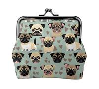 Carino Chihuahua Pug Pattern piccoli portafogli donna, portafogli da donna, portamonete da donna, piccolo portafoglio da donna, con cerniera e chiusura a bacio, nero, taglia unica, Art Deco, Nero ,