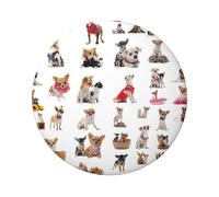 Carino Chihuahua Pug Pattern Stampa 6cm Rotondo Banda Stagnata Distintivo Singolo Lato Stampato Perfetto Per Stile Personale Decorazione E Regalo, Misura unica, Metallo