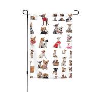 Carino Chihuahua Pug Pattern Stampa Festività Giardino Bandiere 12 X 18 pollici Tutte le Stagioni Bandiera Outdoor Yard Decor Per Patios
