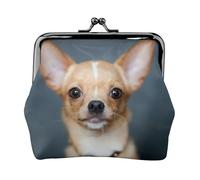 Carino Chihuahua Stampa Portamonete, Portatile Fibra di Cuoio Portamonete Mini Cambiamento Borse per le Donne, Nero , Taglia unica, Portamonete