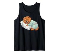 Carino Chow Chow Cane Che Dorme in Pigiama Bedtime Art Canotta